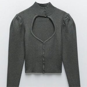 Zara Cozy Gray Ribbed Sweater